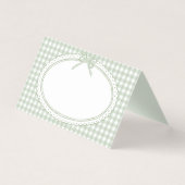 Green Gingham Coquette Bow Place Card Table Decor (正面)