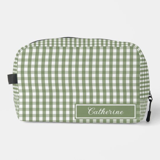 Green Gingham Cute Plaid Cosmetic Pretty ドップキット (正面)
