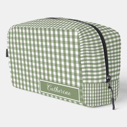 Green Gingham Cute Plaid Cosmetic Pretty ドップキット (右コーナー)