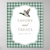 Green Gingham Duck Gender Neutral Favors & Treats ポスター (正面)