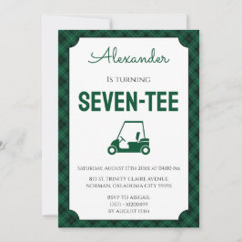 Green Gingham Golf 70th Birthday Party 招待状