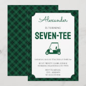 Green Gingham Golf 70th Birthday Party 招待状 (正面/裏面)