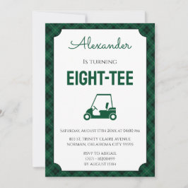 Green Gingham Golf 80th Birthday Party 招待状