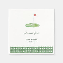 Green Gingham Golf Baby Shower スタンダードカクテルナプキン