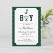 Green Gingham Golf Baby Shower 招待状 (スタンド正面)