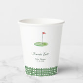 Green Gingham Golf Baby Shower 紙コップ (正面)
