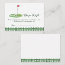 Green Gingham Golf Baby Shower Diaper Raffle