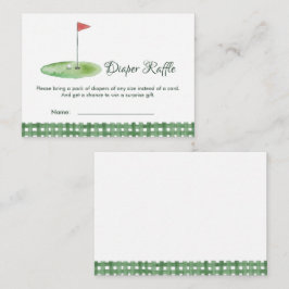 Green Gingham Golf Baby Shower Diaper Raffle エンクロージャーカード