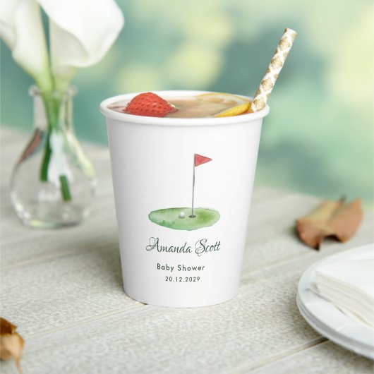Green Gingham Golf Baby Shower Paper Cups 紙コップ (インサイチュ)