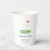 Green Gingham Golf Baby Shower Paper Cups 紙コップ (裏面)