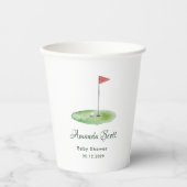 Green Gingham Golf Baby Shower Paper Cups 紙コップ (正面)