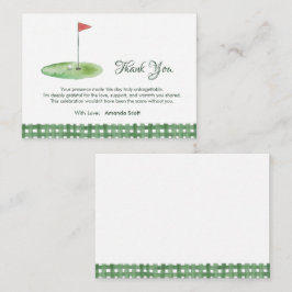 Green Gingham Golf Baby Shower Thank You エンクロージャーカード