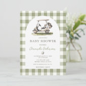 Green Gingham Golf Boy Baby Shower Invitation 招待状 (スタンド正面)