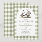 Green Gingham Golf Boy Baby Shower Invitation 招待状 (正面/裏面)