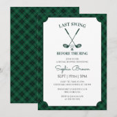 Green Gingham Golf Bridal Shower 招待状 (正面/裏面)