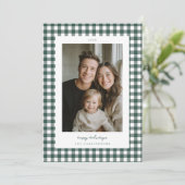 Green Gingham Holiday Photo Card シーズンカード (スタンド正面)