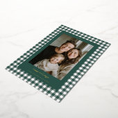 Green Gingham Holiday Photo Card 箔シーズンカード (回転した状態)