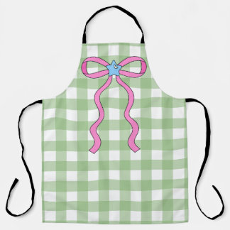 Green Gingham Kitchen Apron Design エプロン