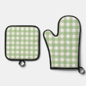 Green Gingham Kitchen Gloves 鍋つかみ&鍋敷きセット (正面)