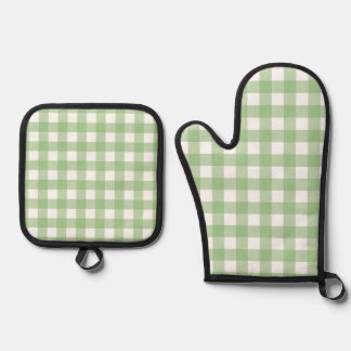Green Gingham Kitchen Gloves 鍋つかみ&鍋敷きセット