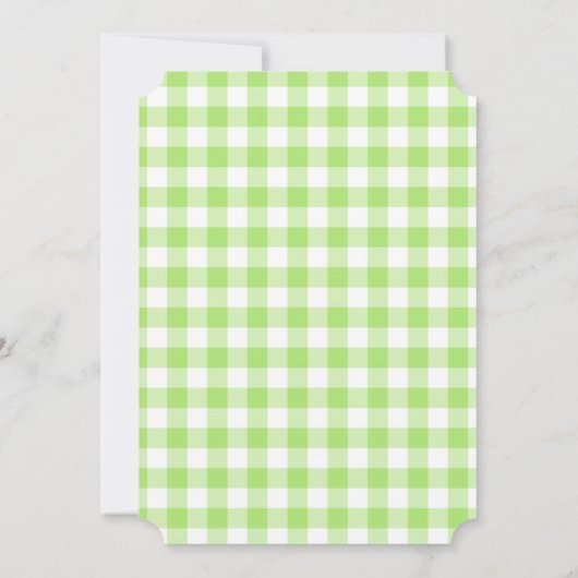 Green Gingham Little Sprout Baby Shower 招待状 (裏面)