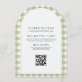 Green Gingham Locally Grown QR Code Baby Shower 招待状 (裏面)