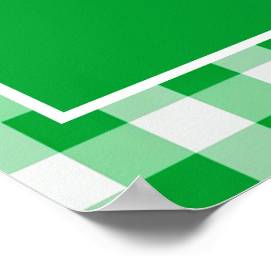 Green Gingham Monogram Crest Wedding Welcome ポスター (角)