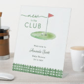 Green Gingham New to Club Golf Baby Shower Welcome 台座サイン (インサイチュ)