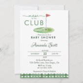 Green Gingham New To The Club Golf  Baby Shower   招待状 (正面)