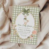 Green Gingham One Silly Goose 1st Birthday 招待状