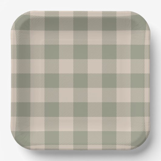 Green Gingham Paper Plates - 9in | Salty Bark Club ペーパープレート (正面)