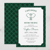 Green Gingham Pickleball Bridal Shower 招待状 (正面/裏面)