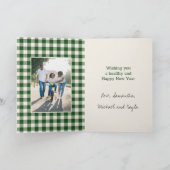 Green Gingham Plaid 2 Photo Christmas シーズンカード (内部)