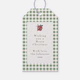 Green Gingham Plaid Custom Christmas ギフトタグ