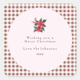 Green Gingham Plaid Custom Christmas スクエアシール