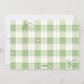 Green Gingham Plaid Custom Photo Holiday Card シーズンカード (裏面)