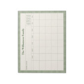 Green Gingham Plaid Month Family Planner Calendar  ノートパッド (回転)