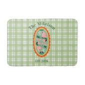 Green Gingham Sardines Custom Family Name バスマット (正面)