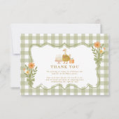  Green Gingham Silly Goose 1st Birthday サンキューカード (正面)