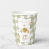  Green Gingham Silly Goose 1st Birthday 紙コップ (裏面)