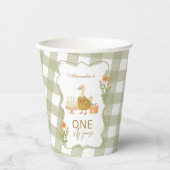  Green Gingham Silly Goose 1st Birthday 紙コップ (正面)