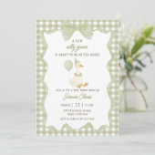 Green Gingham Silly Goose Baby Shower Invitation 招待状 (スタンド正面)