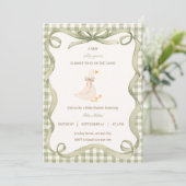 Green Gingham Silly Goose Baby Shower Invitation  招待状 (スタンド正面)