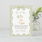 Green Gingham Silly Goose Birthday Thank You Card サンキューカード (スタンド正面)