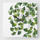 Green Ginkgo Biloba -  スクエア壁時計 (正面)