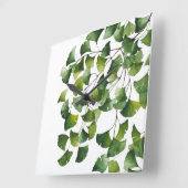 Green Ginkgo Biloba -  スクエア壁時計 (傾斜)