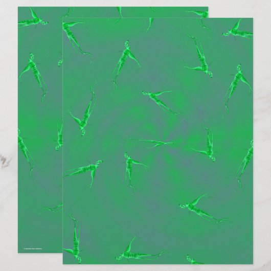 Green Ginseng Man Scrapbook Paper 2-Sided Page (正面/裏面)