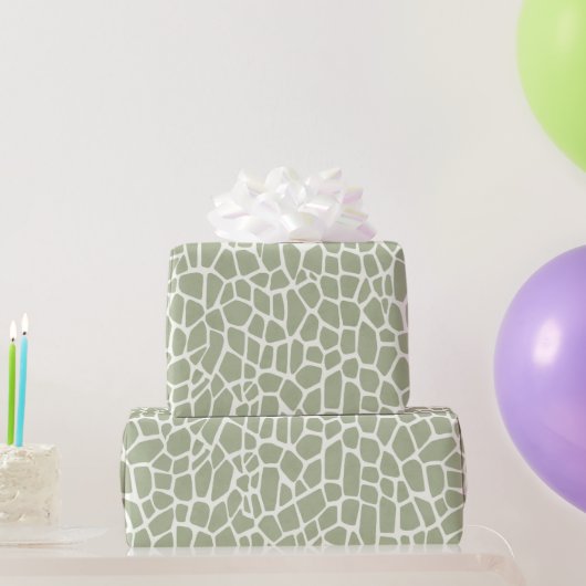 Green Giraffe Print Birthday ラッピングペーパー (パーティーギフト)