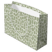 Green Giraffe Print Birthday ラージペーパーバッグ (裏面アングル)