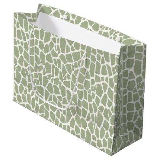 Green Giraffe Print Birthday ラージペーパーバッグ (正面アングル)